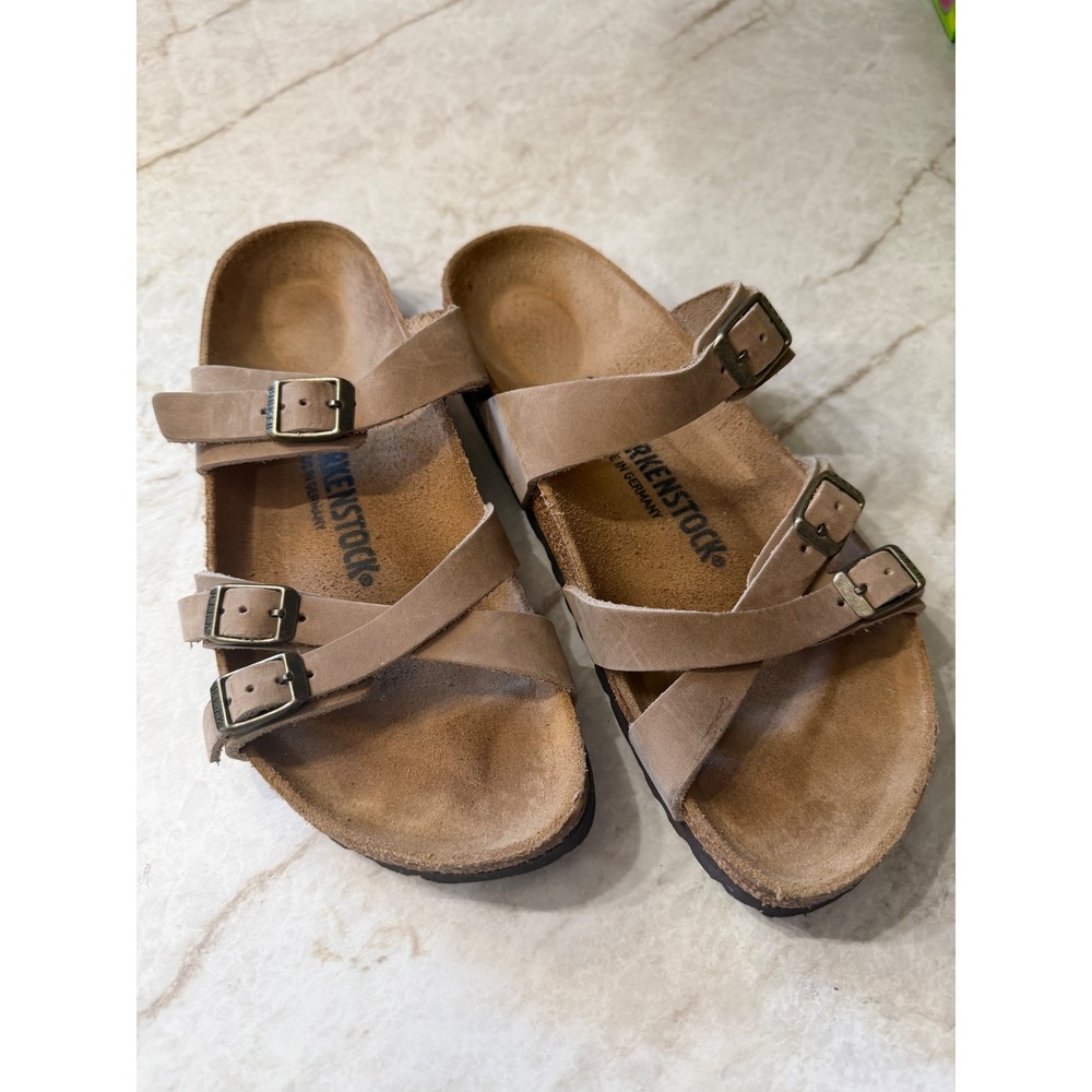 Birkenstock Franca Tobacco Brown Oiled Leather Sandals Womens 39 L8 M6